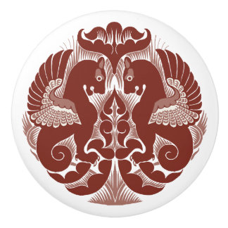Tirador cerámico de Griffins rojos de William De M