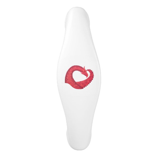 Tirador De Armario De Cerámica Dragón del corazón rojo en blanco (Anverso)