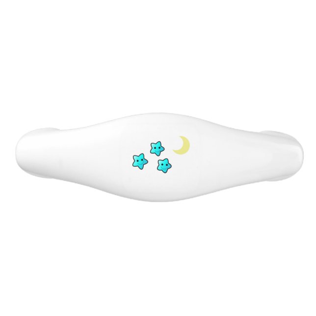 Tirador De Cajón De Cerámica Estrellas y luna (Anverso)