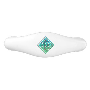 Tirador De Cajón De Cerámica Nudo Celta - Diamante Azul Verde