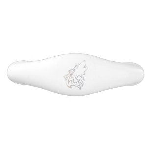 Tirador De Cajón De Cerámica Pendiente de color topo blanca del lobo tribal