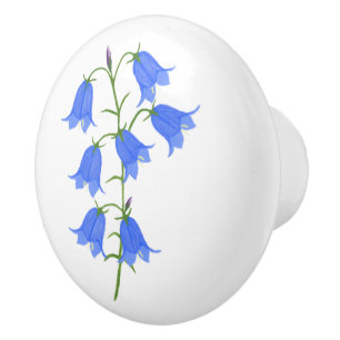 Tirador de cerámica de crocus azules