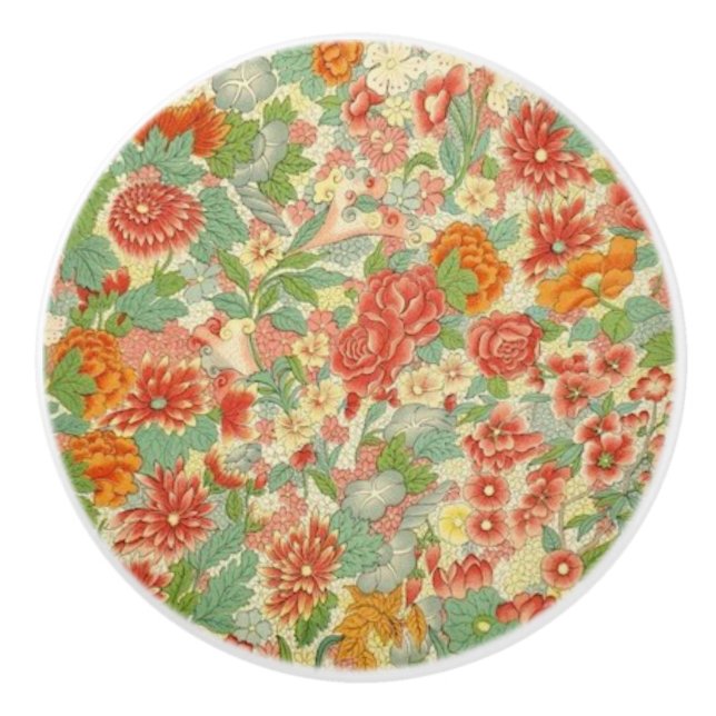 Tirador de cerámica floral de encargo (Anverso)