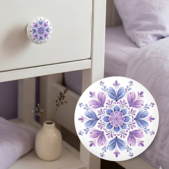 Tirador de mandala de lavanda Perilla de cerámica (Subido por el creador)