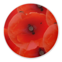 Tiradores de cerámica de diseño de amapolas rojas