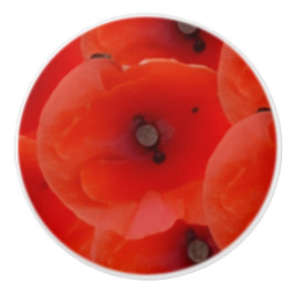 Tiradores de cerámica de diseño de amapolas rojas