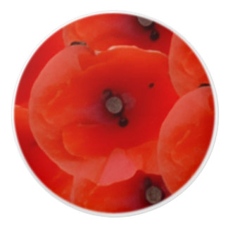 Tiradores de cerámica de diseño de amapolas rojas