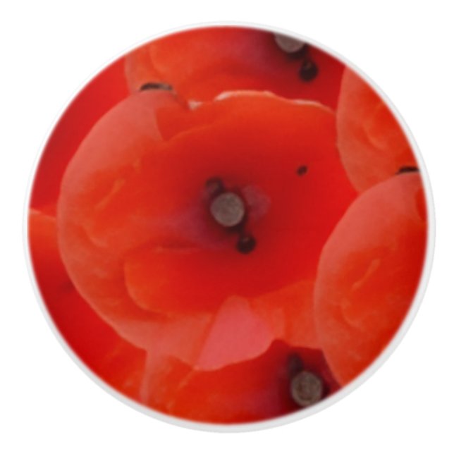 Tiradores de cerámica de diseño de amapolas rojas (Anverso)