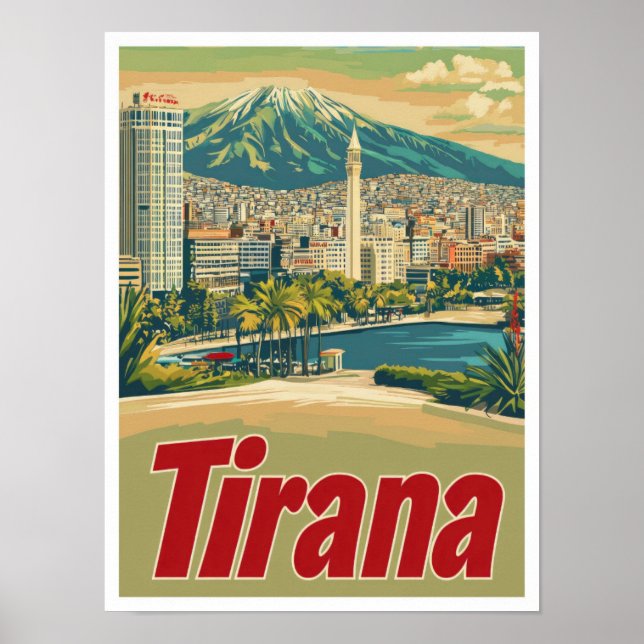 Tirana Albania Ilustracion de Viajes de Arte Vinta (Frente)
