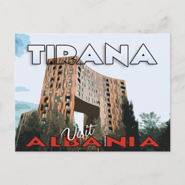 Tirana, Visita Albania, postal (Anverso)