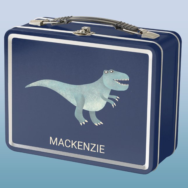 Tiranosaurio Rex Dinosaurio Personalizado (Fun Tryannosaurus Rex dinosaur personalized custom name metal lunchbox)