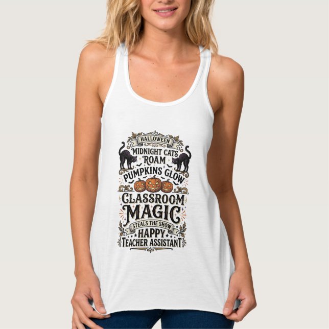 Tirantes Camiseta de asistente de maestro de Halloween con  (Anverso)