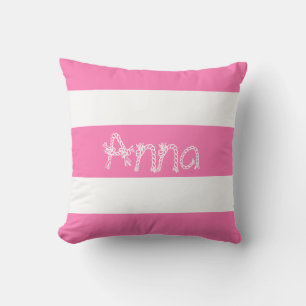 Tiras blancas Tu Nombre Cojín decorativo De Cushio