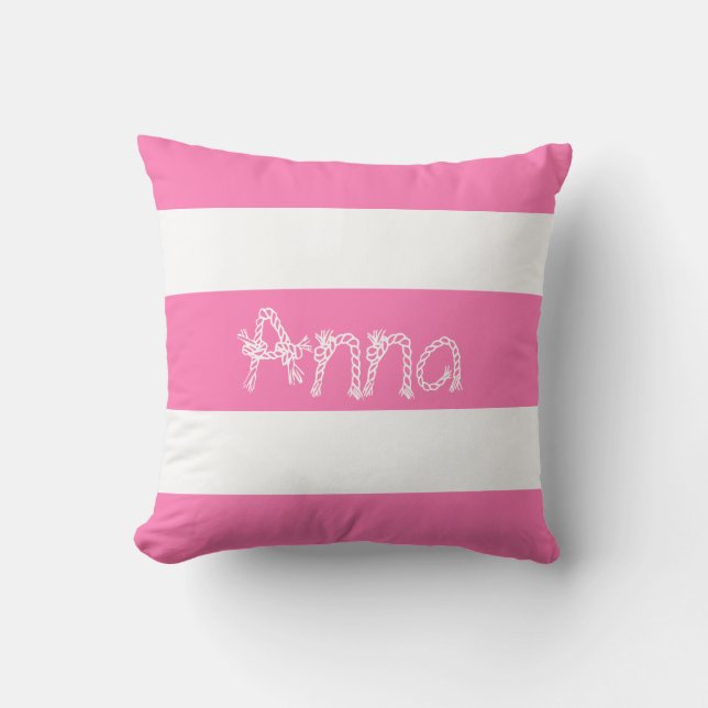 Tiras blancas Tu Nombre Cojín decorativo De Cushio (Anverso)