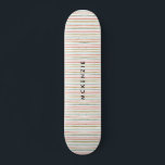 Tiras coloreadas Nombre personalizado Skateboard<br><div class="desc">Exprésate con estas divertidas franjas de colores en el fondo de tu patineta. Personalice con su nombre o deje claro que sólo tiene las franjas dibujadas a mano.</div>