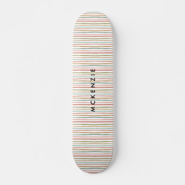 Tiras coloreadas Nombre personalizado Skateboard (Anverso )