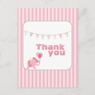 Tiras de elefantes rosas gracias postal