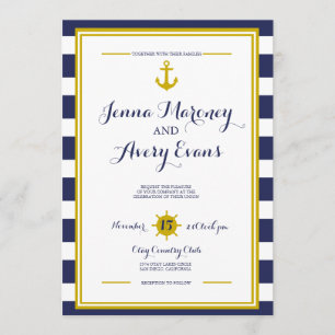 Tiras de la marina con invitación a la boda náutic