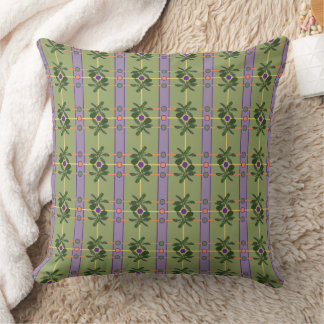 Tiras de lavanda pálida con Cojín decorativo verde