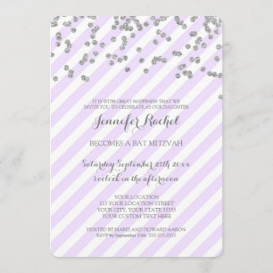 Tiras De Lavanda Plata Bat Invitaciones Mitzvah