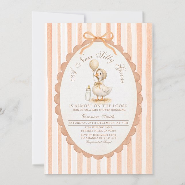 Tiras de melocotón de ganso tonto y Invitación de  (Anverso)