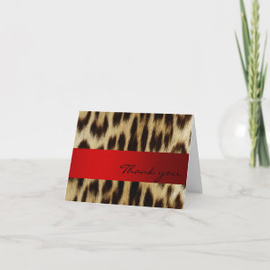 Tiras de monograma del leopardo rojo Gracias Nota