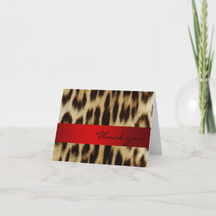 Tiras de monograma del leopardo rojo Gracias Nota