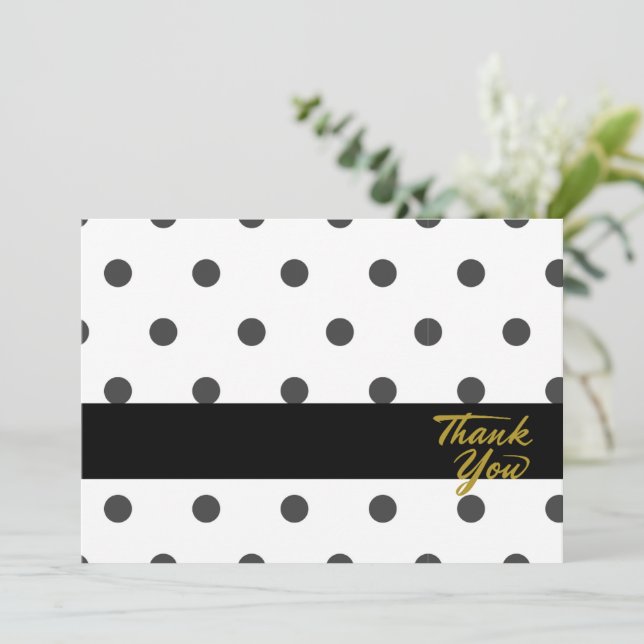 Tiras de puntos de polka gracias tarjeta en blanco (Anverso de pie)