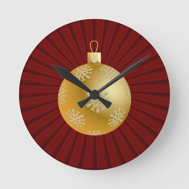 Tiras de Starburst Rojas Ornamento Reloj de pared (Anverso)