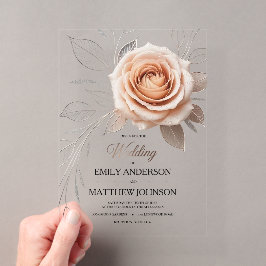 Tiras de tejo de rosa rosado acrílico Invitación a