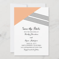 Tiras geométricas de naranja Guardar la invitación