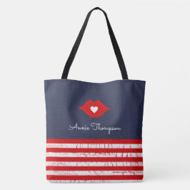 Tiras, labios y amor corazón elegante bolsa de toc