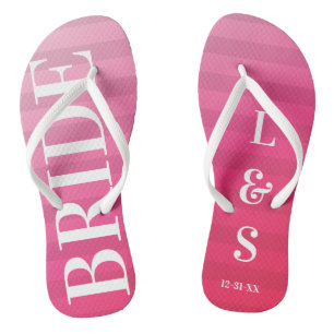 Tiras monogramo rosadas par de chancletas