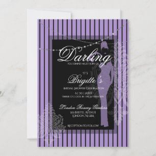Tiras púrpura y negra Invitación