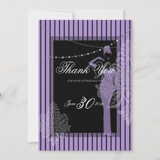 Tiras púrpura y negra Invitación (Anverso)