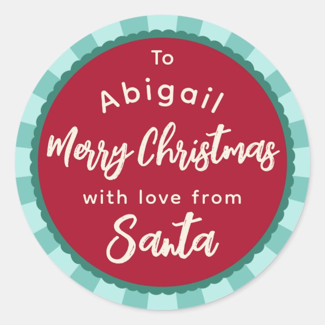 Tiras rojas del pegatina de regalo de Santa (Anverso)