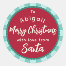 Tiras rojas del pegatina de regalo de Santa