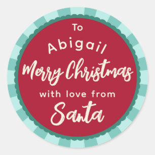Tiras rojas del pegatina de regalo de Santa