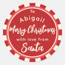 Tiras rojas del pegatina de regalo de Santa