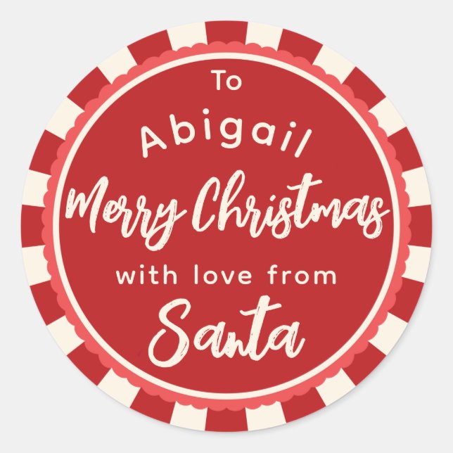 Tiras rojas del pegatina de regalo de Santa (Anverso)