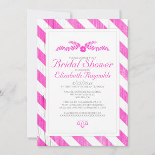 Tiras rosadas calientes Invitaciones a ducha de no