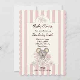 Tiras rosadas Cute Koala Bebé Invitación a ducha