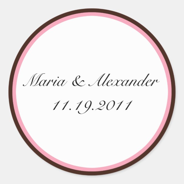 Tiras rosadas de chocolate sellos marrones / Pegat (Anverso)