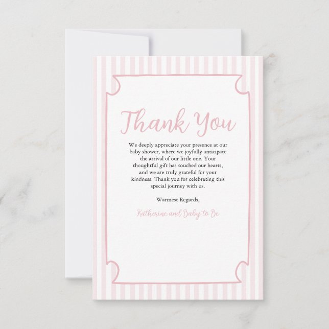 Tiras rosadas Martini Glass Tarjeta de agradecimie (Anverso)