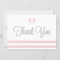 Tiras rosas con tarjeta de agradecimiento de Baby