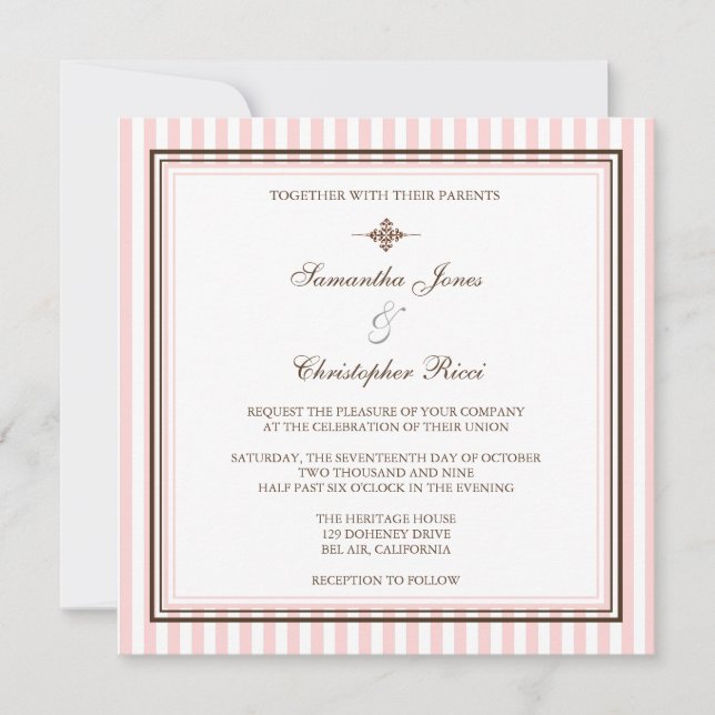 Tiras rosas lisas invitaciones de matrimonio (Anverso)