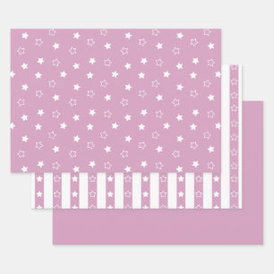 Tiras y estrellas Patrón Papel de envolvimiento ro
