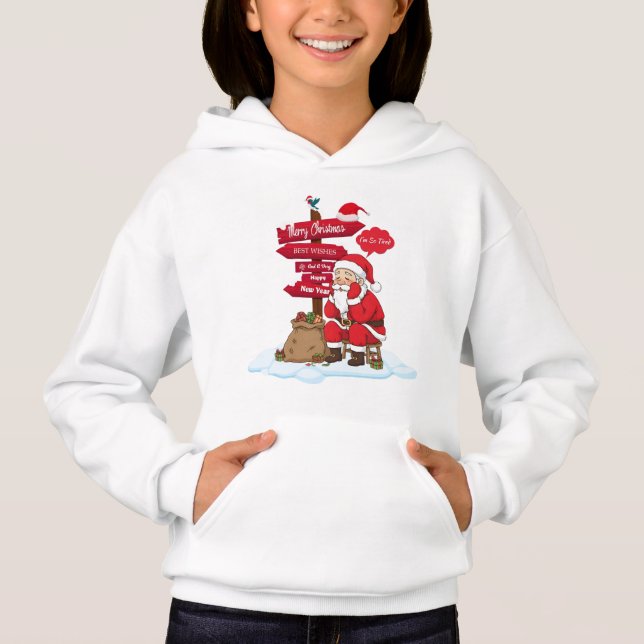Tired Santa Kids Cozy Christmas Pullover Hoodie (Anverso)