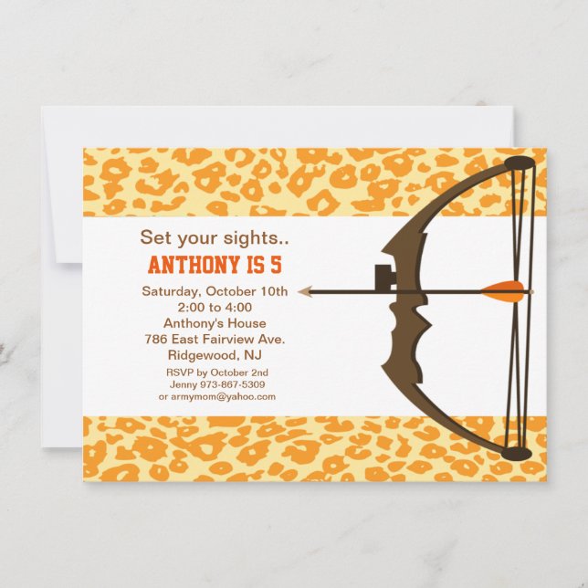 Tiro con arco con colorida invitación para el cump (Anverso)