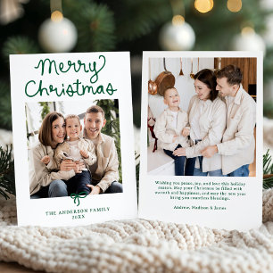 Tiro de Navidad con lazo verde en letra caprichosa